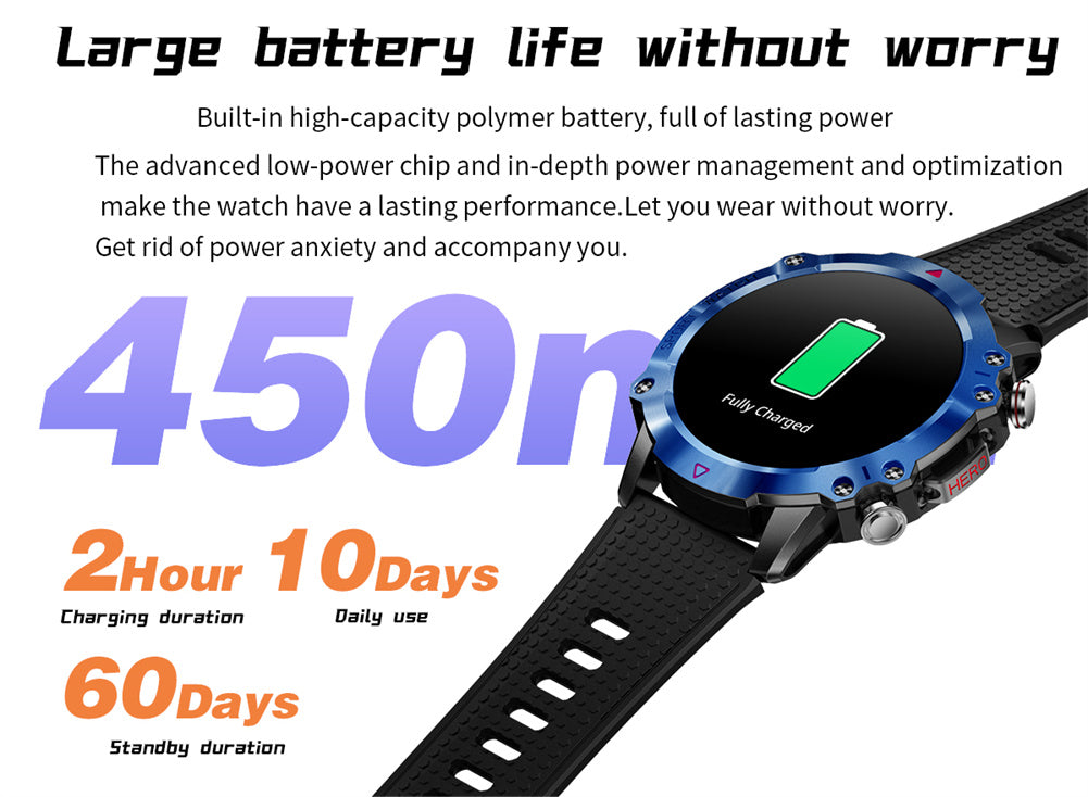 KR10 Smart Watch Fitness Tracker IP67 Waterproof Smart Watches 1.39” Full Screen Touch Compatible For Android IOS Phones
