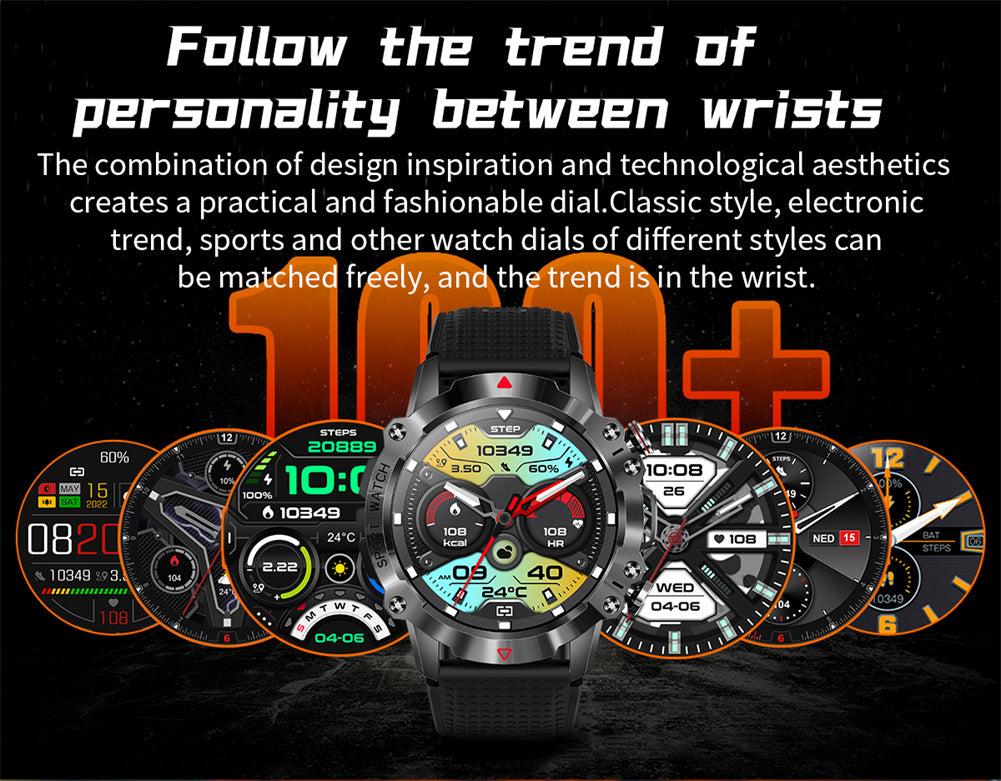 KR10 Smart Watch Fitness Tracker IP67 Waterproof Smart Watches 1.39” Full Screen Touch Compatible For Android IOS Phones