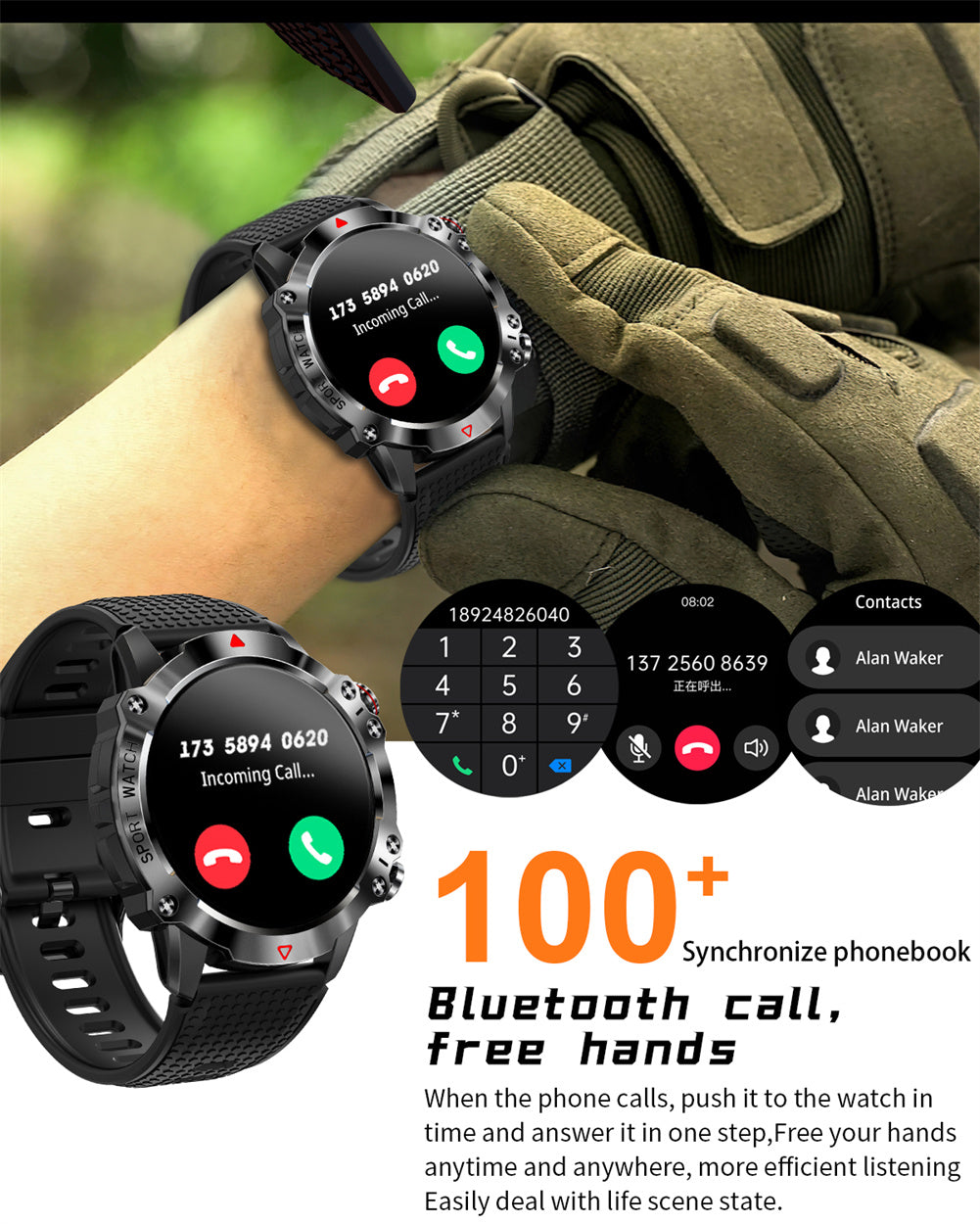 KR10 Smart Watch Fitness Tracker IP67 Waterproof Smart Watches 1.39” Full Screen Touch Compatible For Android IOS Phones