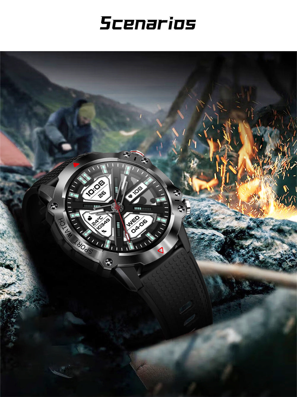 KR10 Smart Watch Fitness Tracker IP67 Waterproof Smart Watches 1.39” Full Screen Touch Compatible For Android IOS Phones