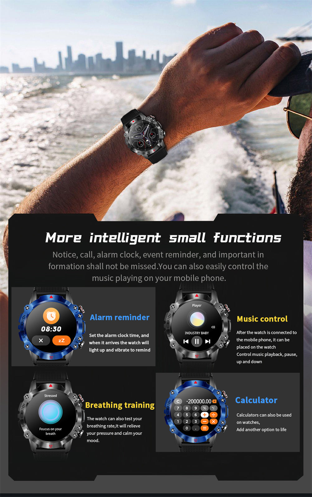 KR10 Smart Watch Fitness Tracker IP67 Waterproof Smart Watches 1.39” Full Screen Touch Compatible For Android IOS Phones