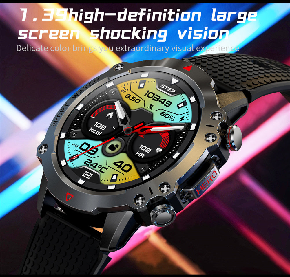 KR10 Smart Watch Fitness Tracker IP67 Waterproof Smart Watches 1.39” Full Screen Touch Compatible For Android IOS Phones