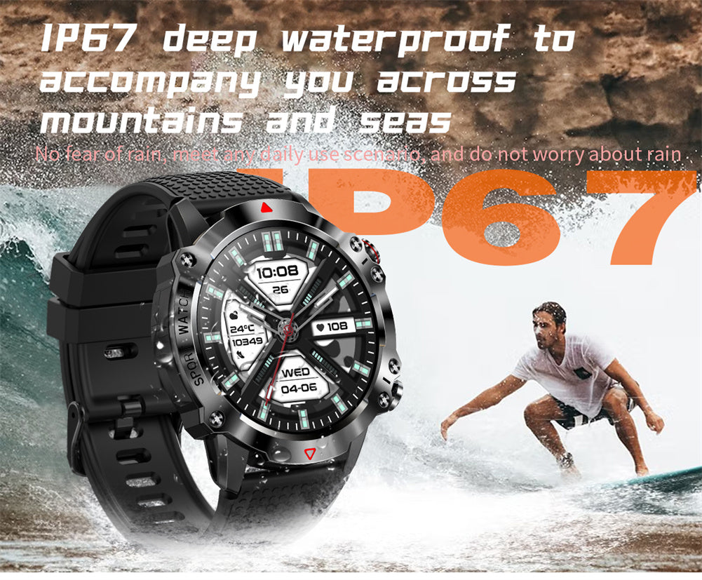 KR10 Smart Watch Fitness Tracker IP67 Waterproof Smart Watches 1.39” Full Screen Touch Compatible For Android IOS Phones