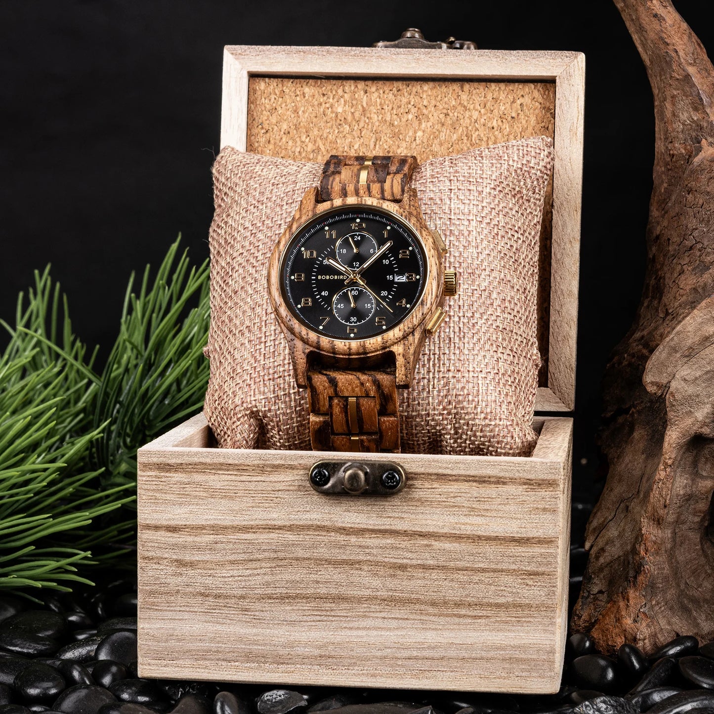 BOBO BIRD Wooden Men's Watch Handcrafted Vintage Stylish Natural Wood Quartz Wristwatch With Unique Design Eco-Friendly 2024 New