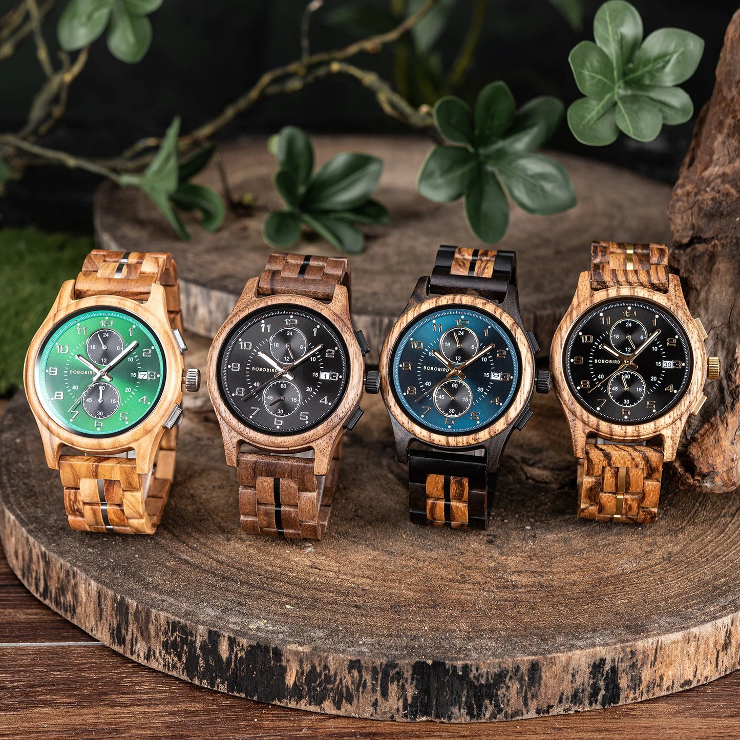 BOBO BIRD Wooden Men's Watch Handcrafted Vintage Stylish Natural Wood Quartz Wristwatch With Unique Design Eco-Friendly 2024 New