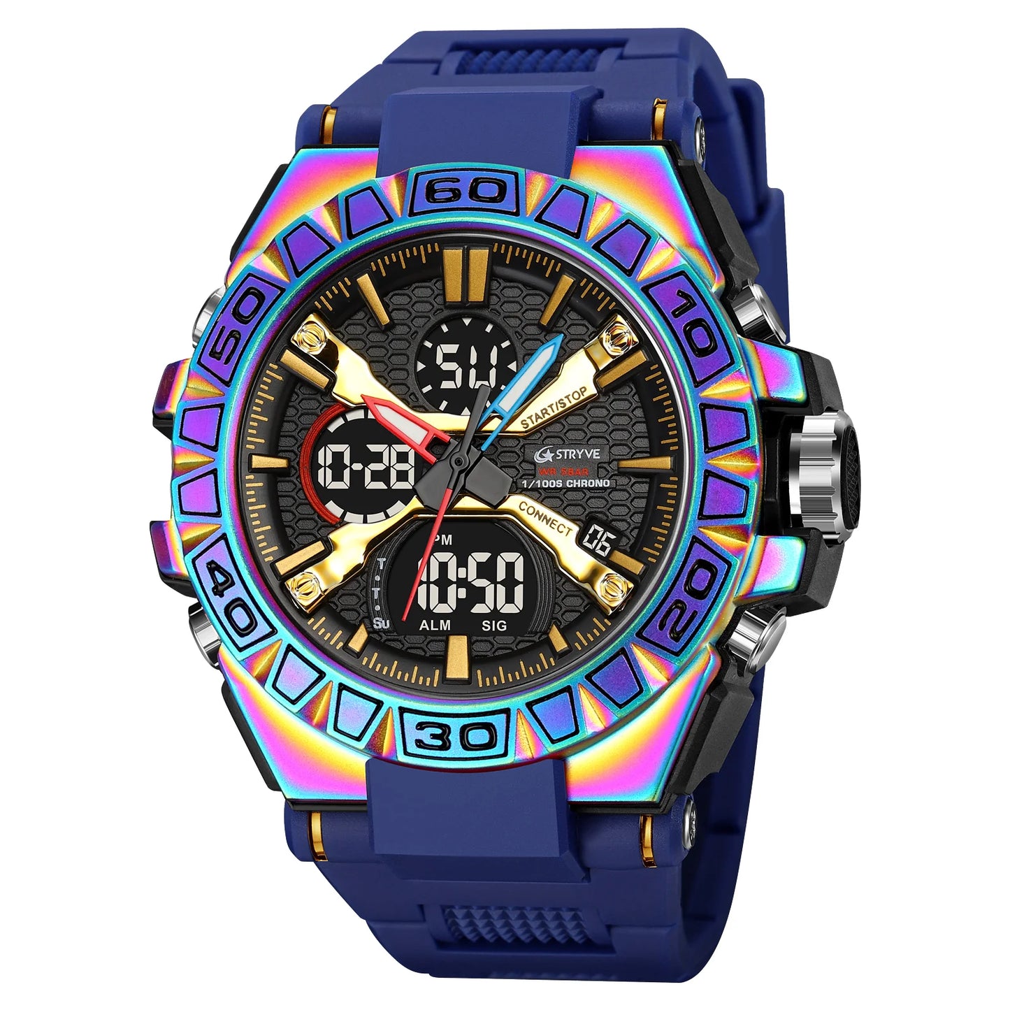 New STRYVE Watch for Men's High Quality Digital-Analog Dual Movement 5ATM Waterproof Watches Fashion Sports Men's Watch 8025