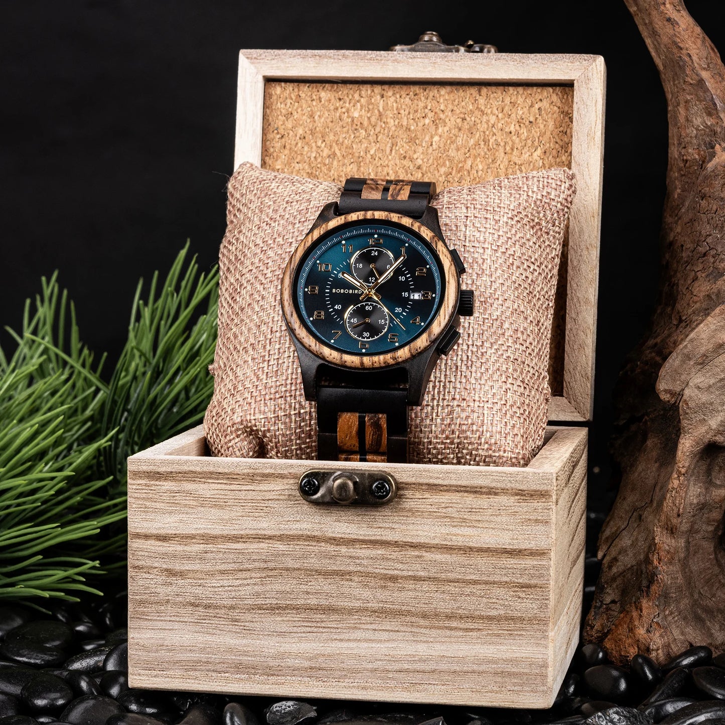 BOBO BIRD Wooden Men's Watch Handcrafted Vintage Stylish Natural Wood Quartz Wristwatch With Unique Design Eco-Friendly 2024 New