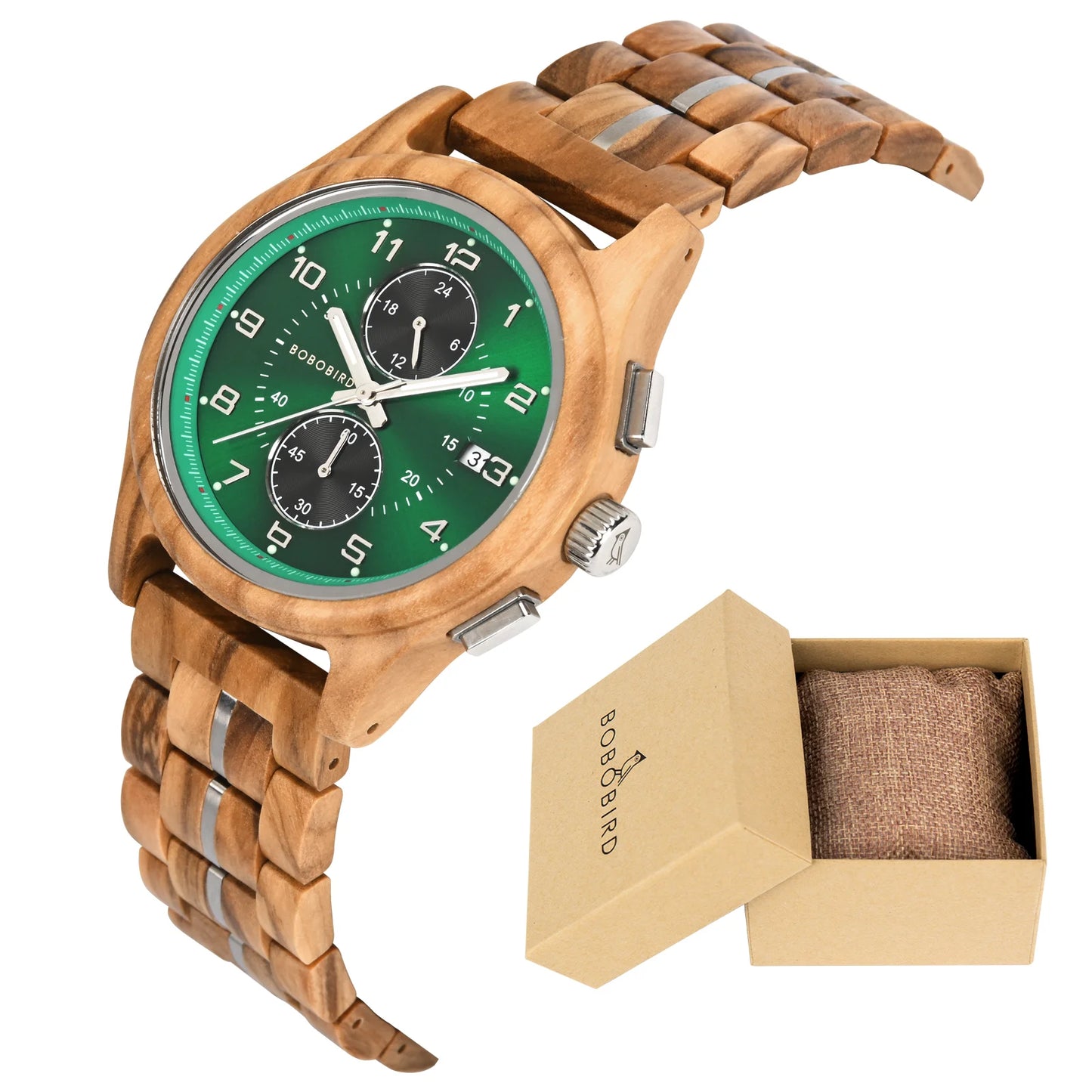 BOBO BIRD Wooden Men's Watch Handcrafted Vintage Stylish Natural Wood Quartz Wristwatch With Unique Design Eco-Friendly 2024 New