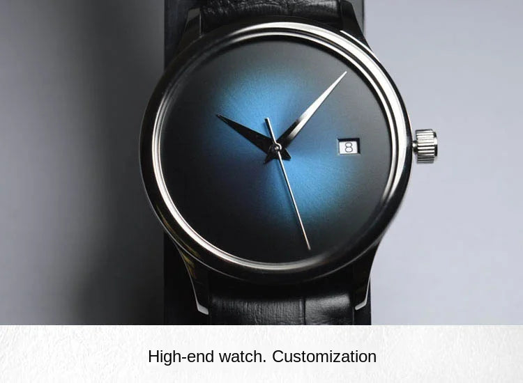 38.5mm Ultra-thin Automatic Mechanical Watch Tianjin ST1812 Self Winding Movement Calendar Waterproof Sapphire Glass Mens Watch
