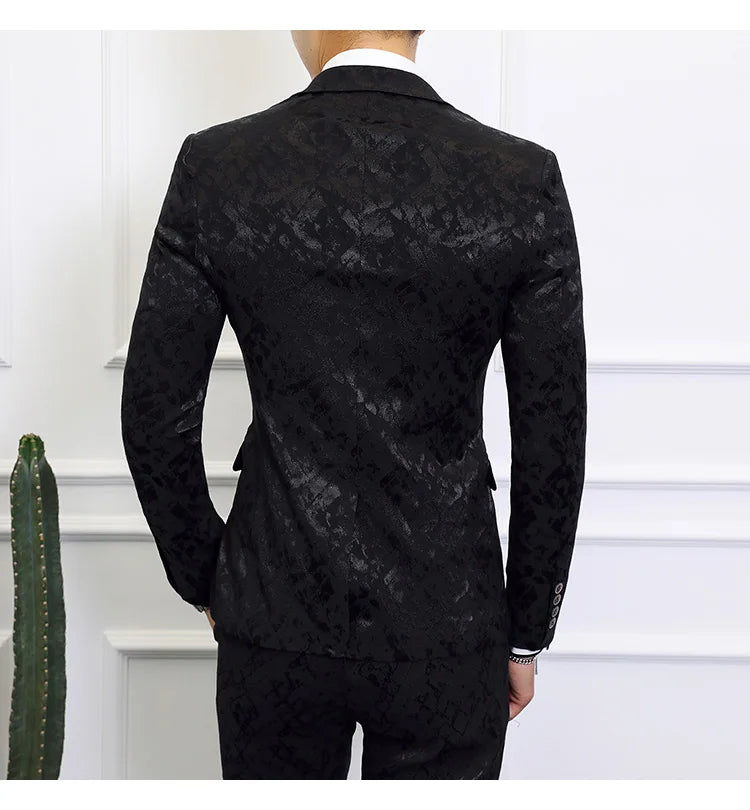 High-end Brand Suit Men Clothing Fashion Business Banquet Wedding Blazers Jacket with Vest and Pants Black / Blue Size 6XL