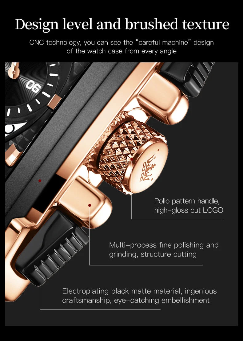 OLEVS Top Brand Male Watches Square Quartz Watch Watch For Men Waterproof Leather Strap Sport Clock Male Relogio Masculino