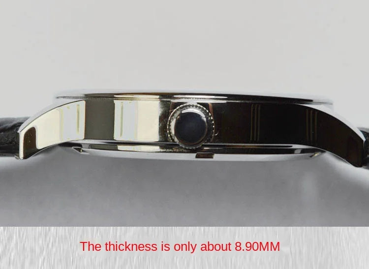 38.5mm Ultra-thin Automatic Mechanical Watch Tianjin ST1812 Self Winding Movement Calendar Waterproof Sapphire Glass Mens Watch