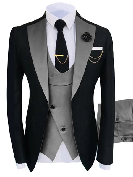 New Costume Homme Popular Clothing Luxury Party Stage Men's Suit Groomsmen Regular Fit Tuxedo 3 Peice Set Jacket+Trousers+Vest