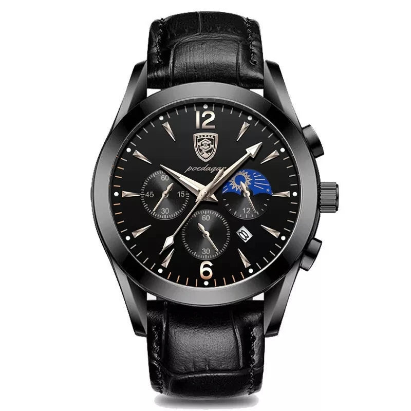 POEDAGAR Men Watch New Top Brand Luxury Waterproof Luminous Sport Wristwatch Quartz Military Genuine Leather Relogio Masculino