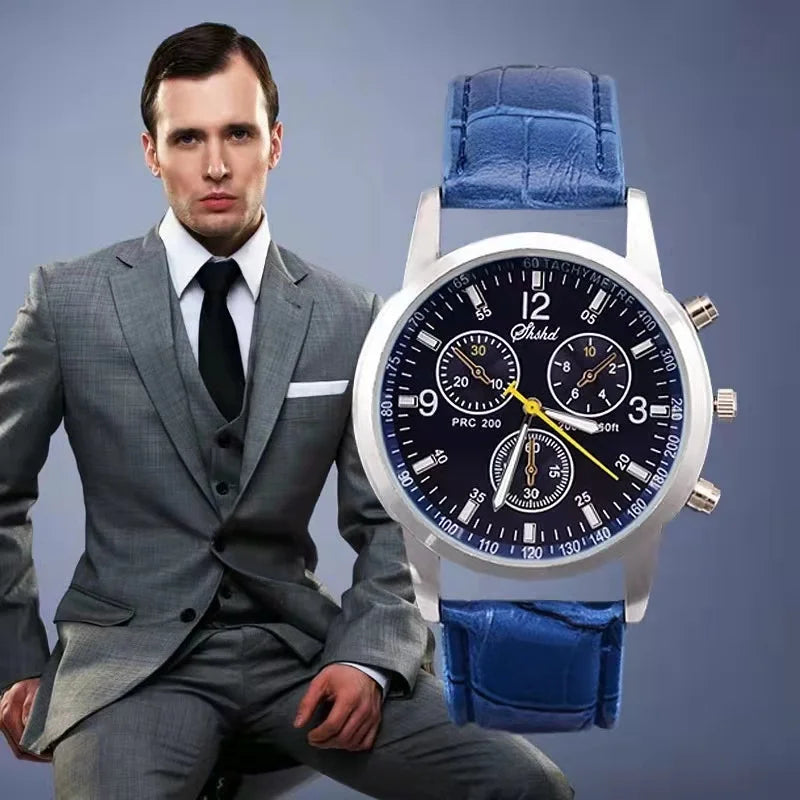 Fashionable casual men style and leisurely strap watch three eye six stitches leisure fashion activity watch, quartz watch