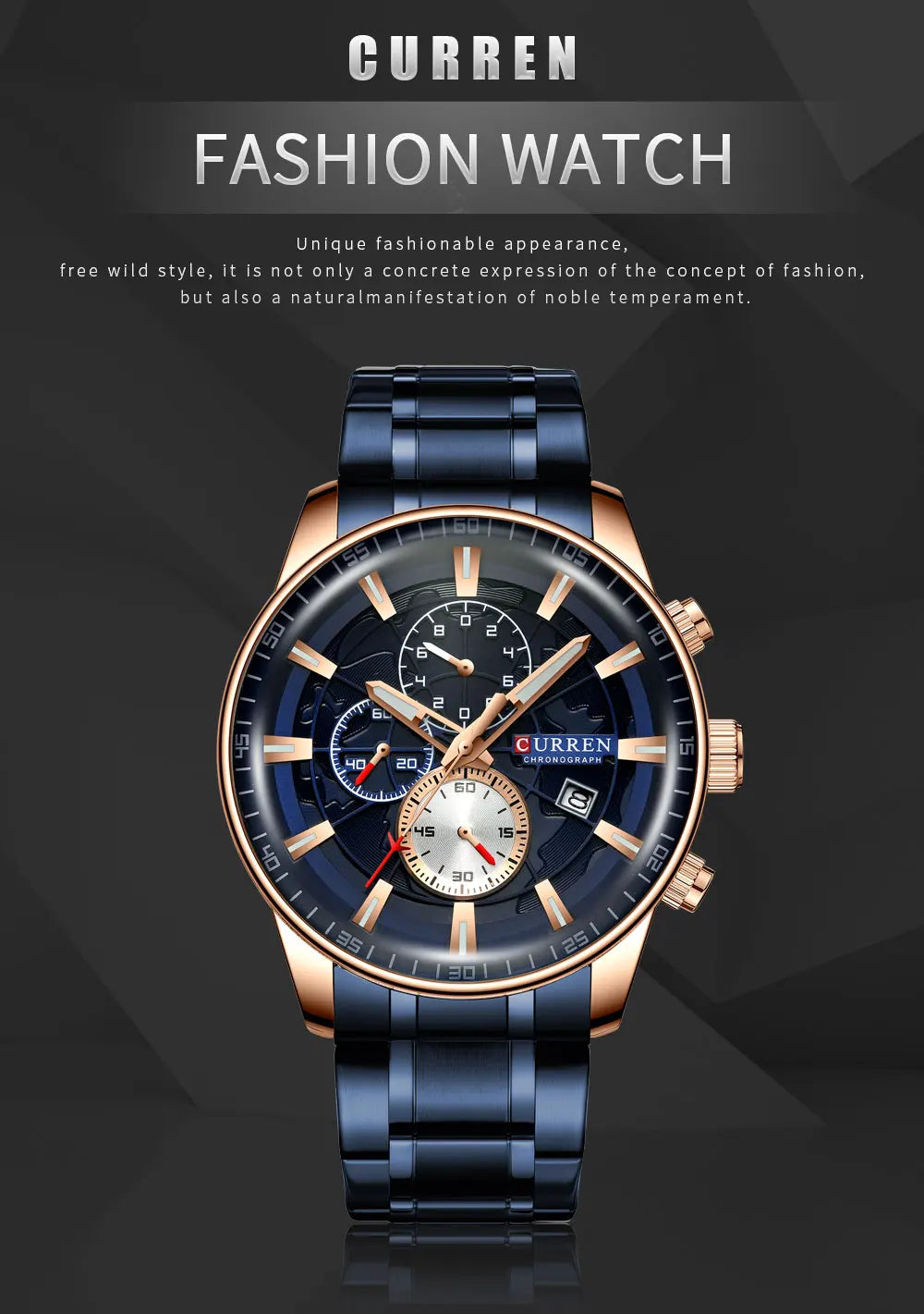 CURREN Man WristWatch Waterproof Chronograph Men Watch Military Top Brand Luxury Gold Stainless Steel Sport Date Male Clock 8362