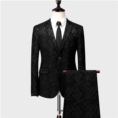 High-end Brand Suit Men Clothing Fashion Business Banquet Wedding Blazers Jacket with Vest and Pants Black / Blue Size 6XL