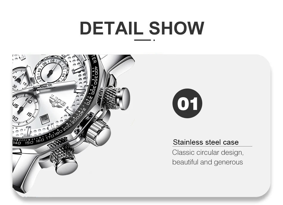 Man Watch LIGE Luxury Stainless Steel Mens Watch Male Military Sport Waterproof Big Watches Men Quartz Clock Relogios Masculino