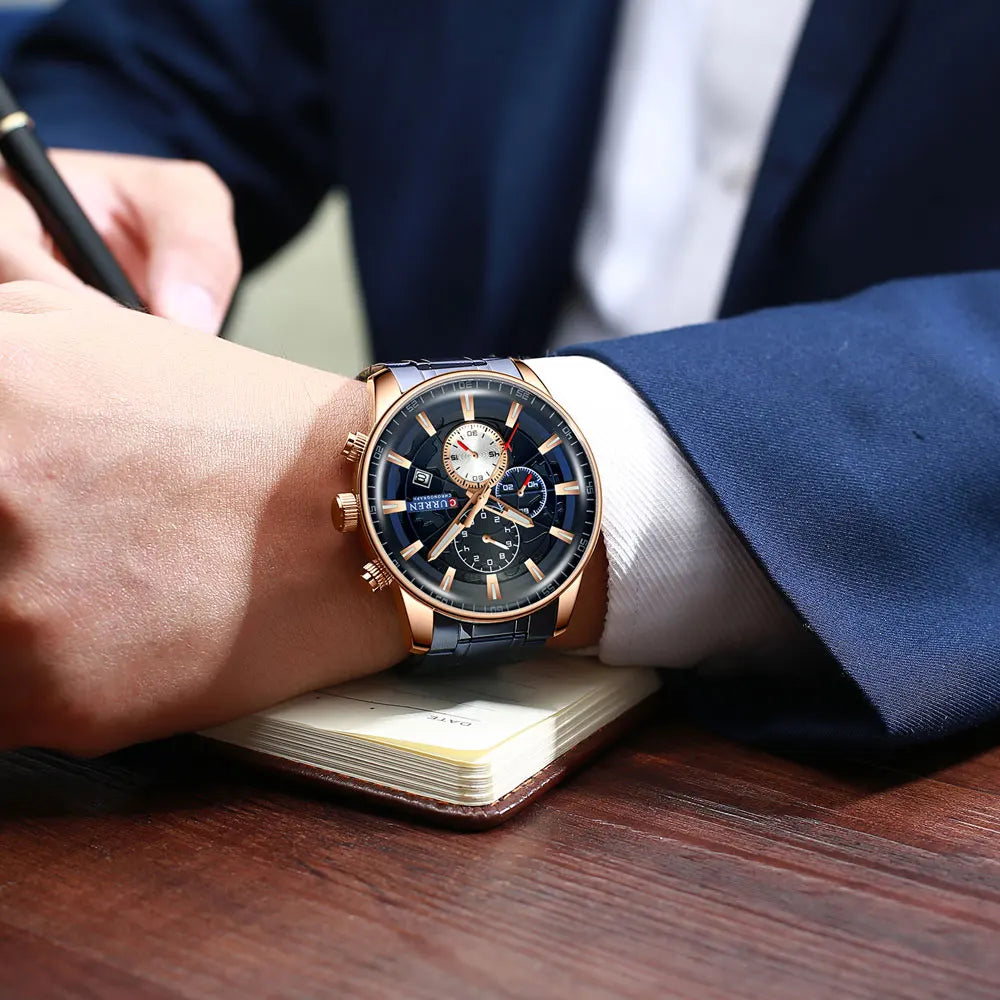 CURREN Man WristWatch Waterproof Chronograph Men Watch Military Top Brand Luxury Gold Stainless Steel Sport Date Male Clock 8362