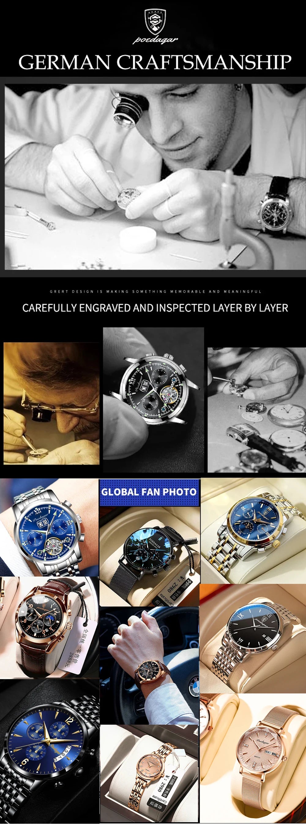 POEDAGAR Men Watch New Top Brand Luxury Waterproof Luminous Sport Wristwatch Quartz Military Genuine Leather Relogio Masculino