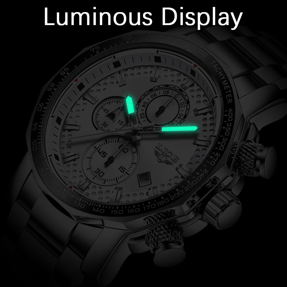 Man Watch LIGE Luxury Stainless Steel Mens Watch Male Military Sport Waterproof Big Watches Men Quartz Clock Relogios Masculino