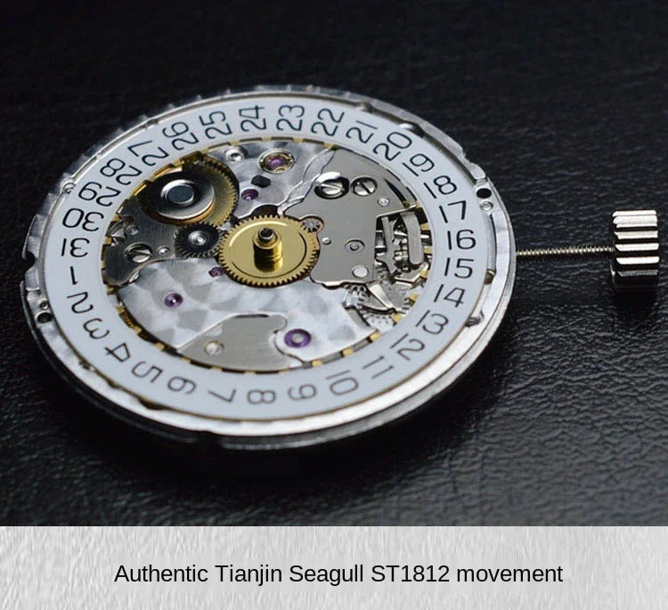 38.5mm Ultra-thin Automatic Mechanical Watch Tianjin ST1812 Self Winding Movement Calendar Waterproof Sapphire Glass Mens Watch
