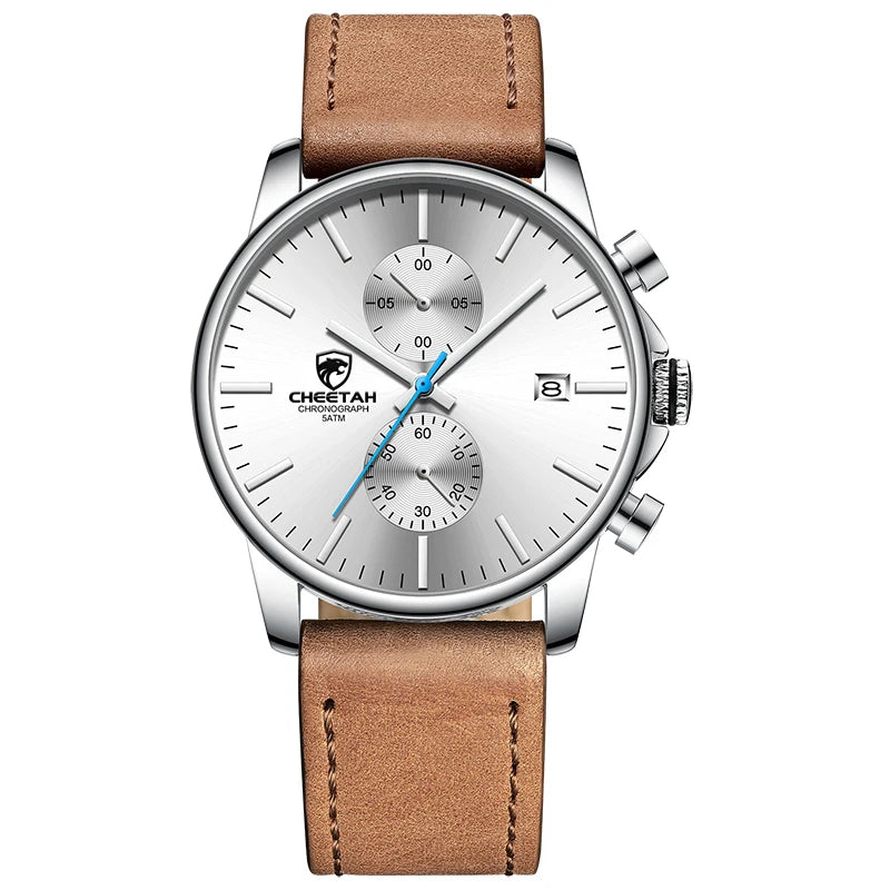 2021 Men Watch CHEETAH Brand Fashion Sports Quartz Watches Mens Leather Waterproof Chronograph Clock Business Relogio Masculino