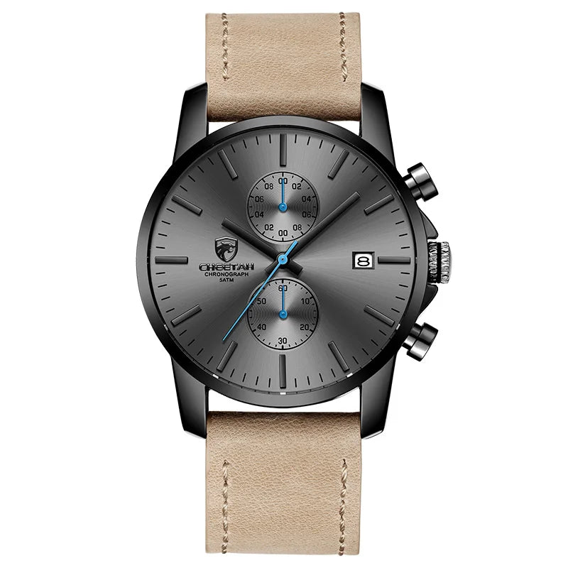 2021 Men Watch CHEETAH Brand Fashion Sports Quartz Watches Mens Leather Waterproof Chronograph Clock Business Relogio Masculino