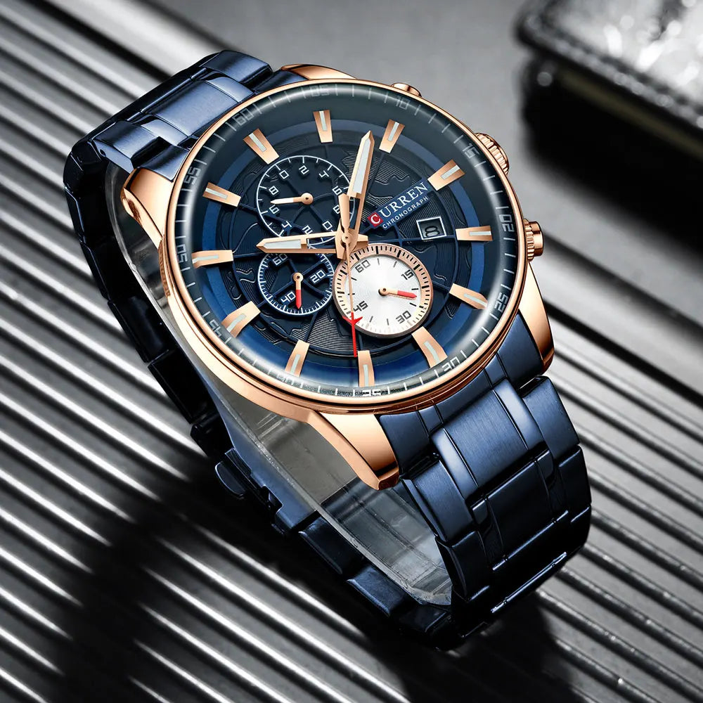 CURREN Man WristWatch Waterproof Chronograph Men Watch Military Top Brand Luxury Gold Stainless Steel Sport Date Male Clock 8362