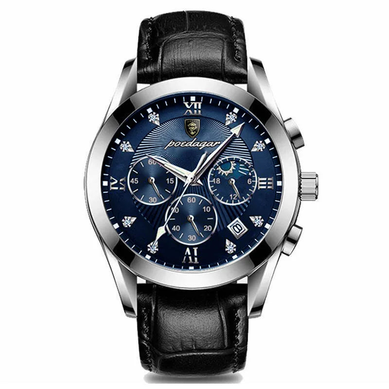 POEDAGAR Men Watch New Top Brand Luxury Waterproof Luminous Sport Wristwatch Quartz Military Genuine Leather Relogio Masculino
