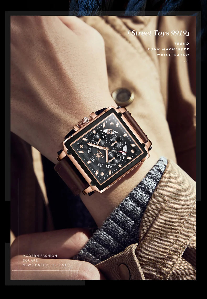 OLEVS Top Brand Male Watches Square Quartz Watch Watch For Men Waterproof Leather Strap Sport Clock Male Relogio Masculino