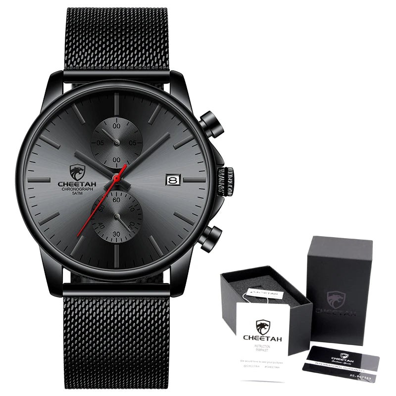 2021 Men Watch CHEETAH Brand Fashion Sports Quartz Watches Mens Leather Waterproof Chronograph Clock Business Relogio Masculino