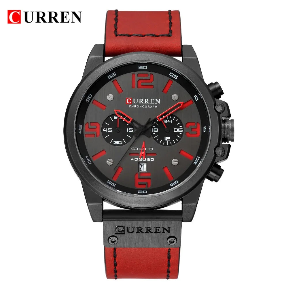 CURREN Fashion Casual Date Quartz Watches For Men Fashion Leather Sports Men's Wrsitwatch Chronograph Male Watch