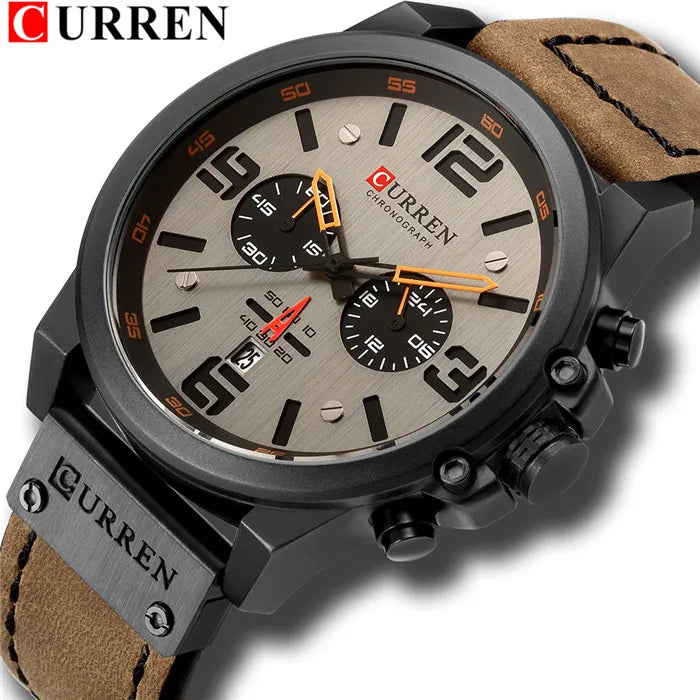 CURREN Fashion Casual Date Quartz Watches For Men Fashion Leather Sports Men's Wrsitwatch Chronograph Male Watch