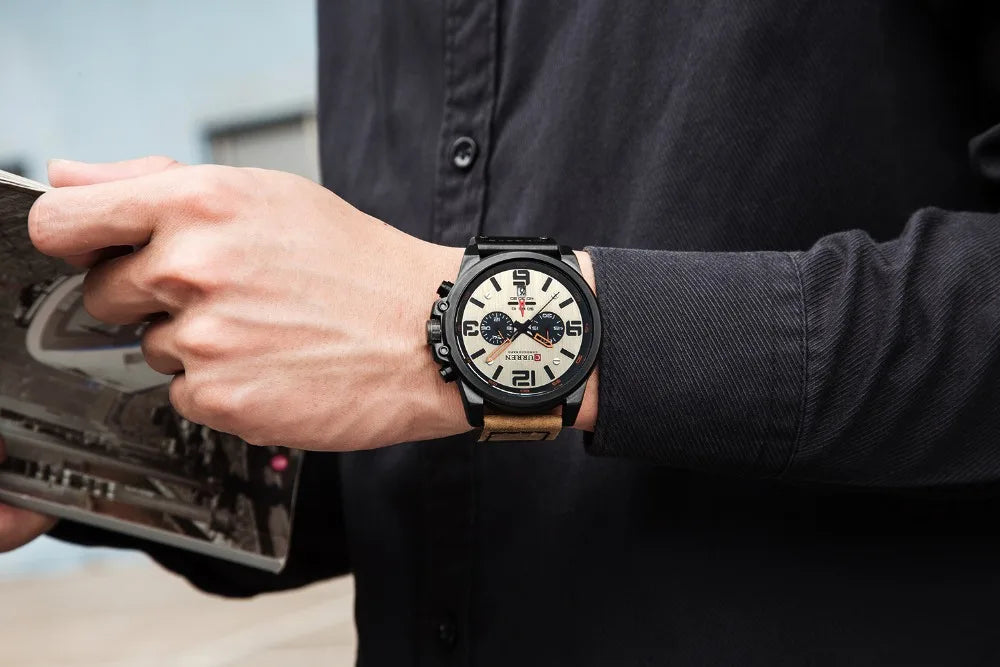 CURREN Fashion Casual Date Quartz Watches For Men Fashion Leather Sports Men's Wrsitwatch Chronograph Male Watch