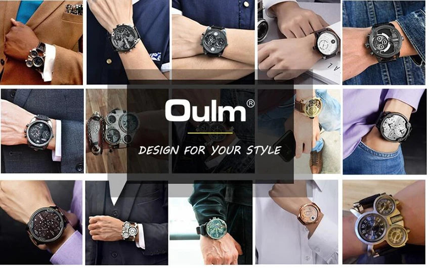 OULM Watch Men Quartz Sport Leather Strap Watches Big Dial Military Wristwatch Mens Clock Compass Decoration reloj hombre 2023