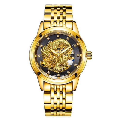 Carve Eagle Dial Men's Automatic Mechanical Watches Luxury Brand Full Stainless Steel Skeleton Watch Male Business Wristwatch