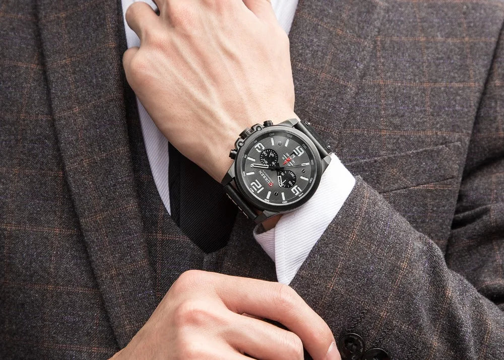 CURREN Fashion Casual Date Quartz Watches For Men Fashion Leather Sports Men's Wrsitwatch Chronograph Male Watch