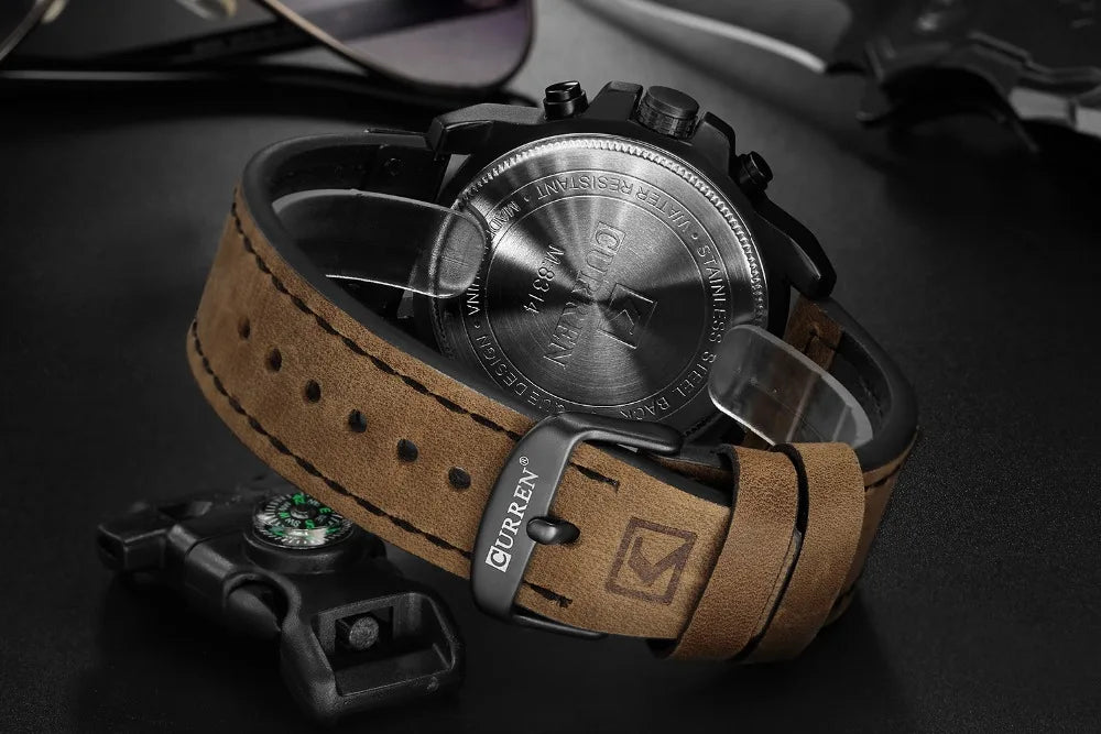 CURREN Fashion Casual Date Quartz Watches For Men Fashion Leather Sports Men's Wrsitwatch Chronograph Male Watch