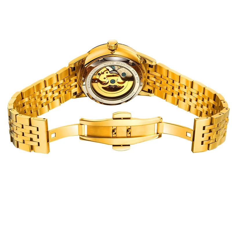 Carve Eagle Dial Men's Automatic Mechanical Watches Luxury Brand Full Stainless Steel Skeleton Watch Male Business Wristwatch