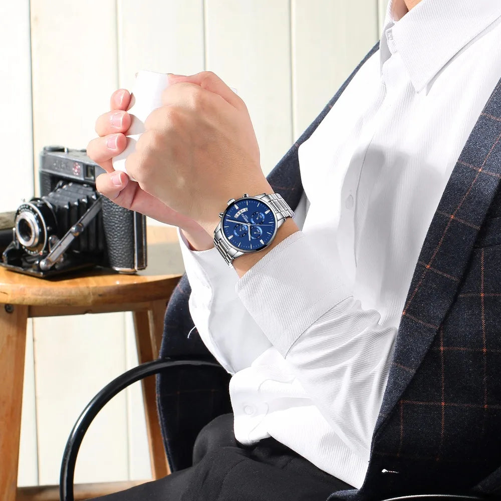 NIBOSI Mens Watches Luxury Top Brand Relogio Masculino Famous Men's Fashion Casual Dress Watch Military Quartz Wristwatches Saat