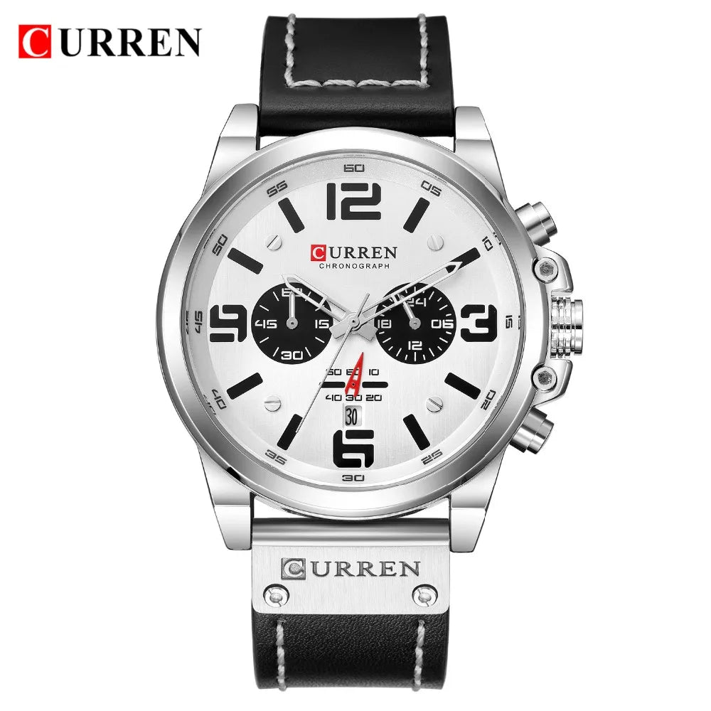 CURREN Fashion Casual Date Quartz Watches For Men Fashion Leather Sports Men's Wrsitwatch Chronograph Male Watch