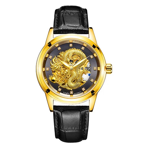 Carve Eagle Dial Men's Automatic Mechanical Watches Luxury Brand Full Stainless Steel Skeleton Watch Male Business Wristwatch