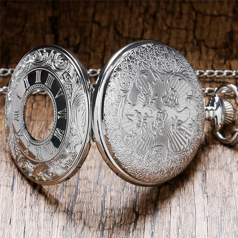 Vintage Charm Black Unisex Fashion Roman Number Quartz Steampunk Pocket Watch Women Man Necklace Pendant with Chain Gifts P427