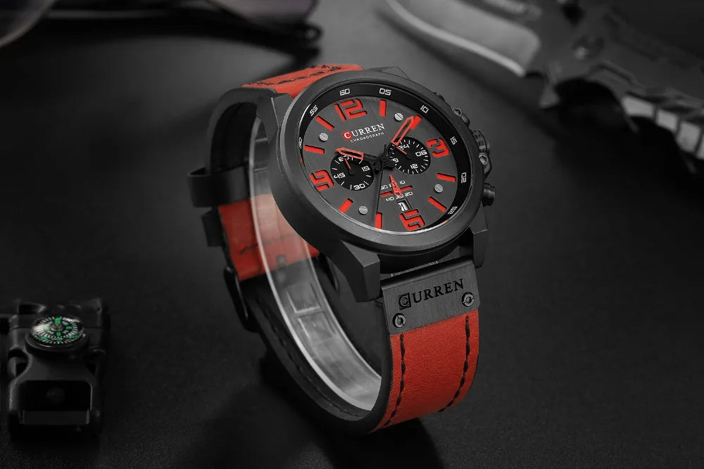 CURREN Fashion Casual Date Quartz Watches For Men Fashion Leather Sports Men's Wrsitwatch Chronograph Male Watch