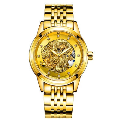 Carve Eagle Dial Men's Automatic Mechanical Watches Luxury Brand Full Stainless Steel Skeleton Watch Male Business Wristwatch
