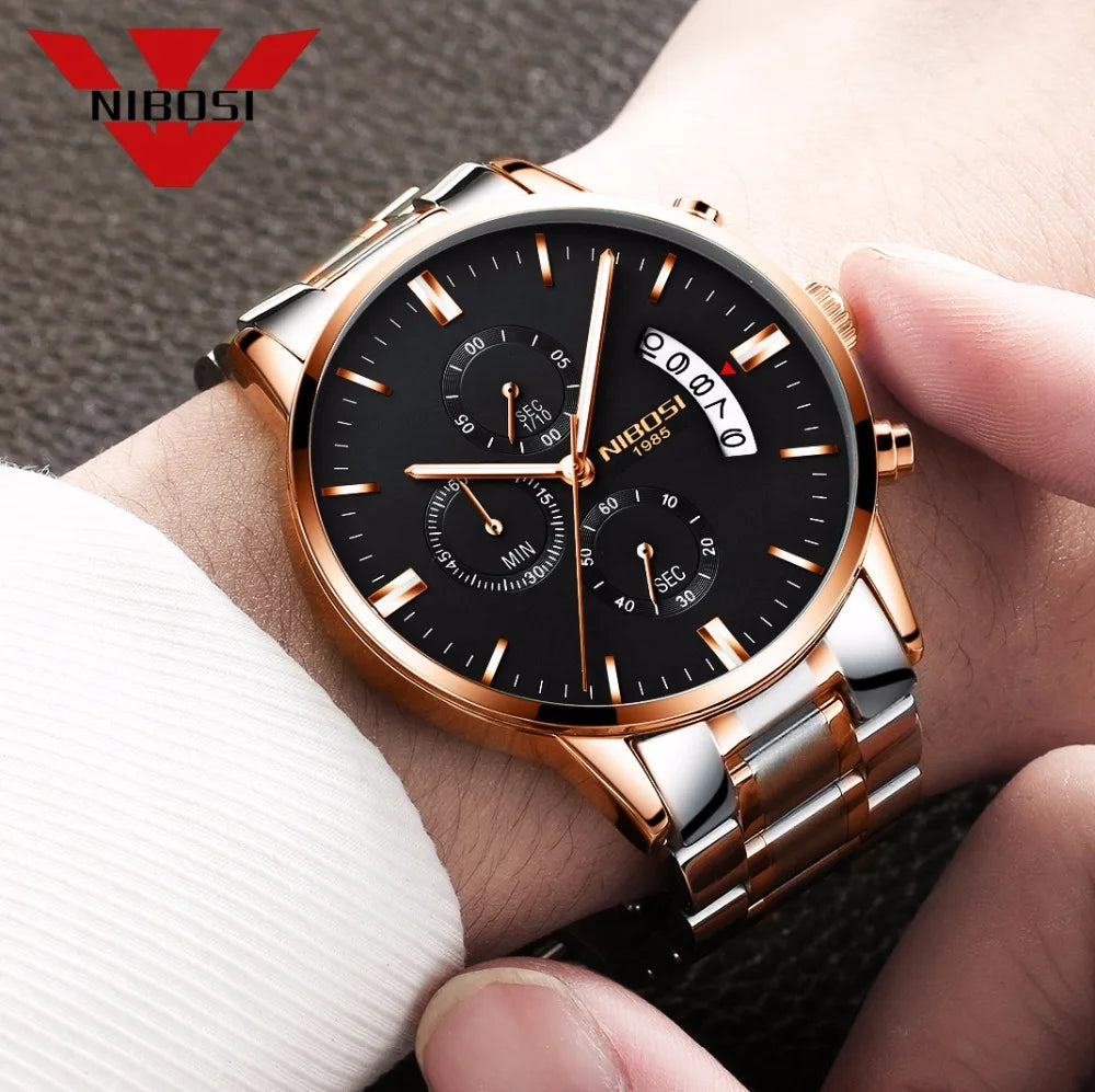 NIBOSI Mens Watches Luxury Top Brand Relogio Masculino Famous Men's Fashion Casual Dress Watch Military Quartz Wristwatches Saat