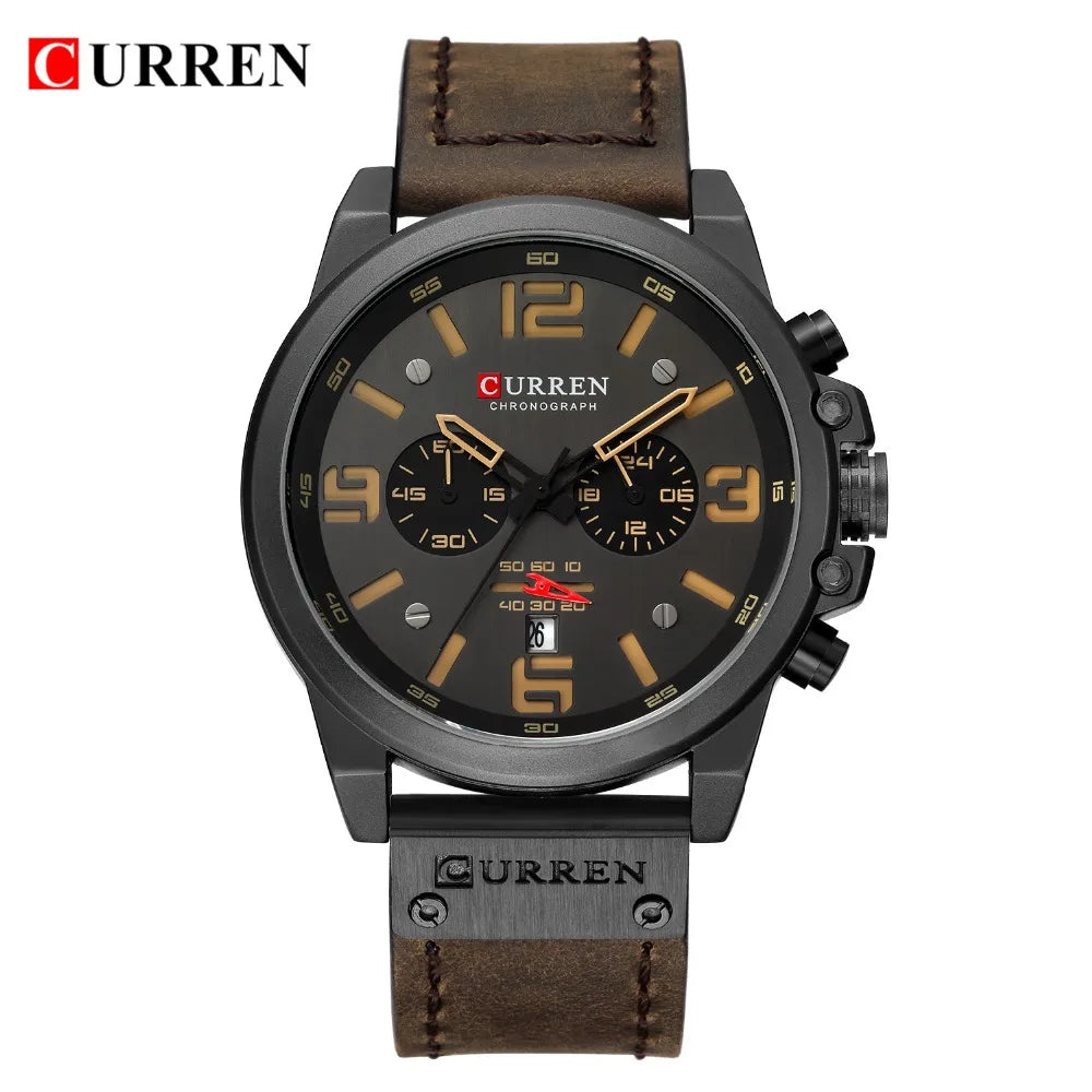 CURREN Fashion Casual Date Quartz Watches For Men Fashion Leather Sports Men's Wrsitwatch Chronograph Male Watch