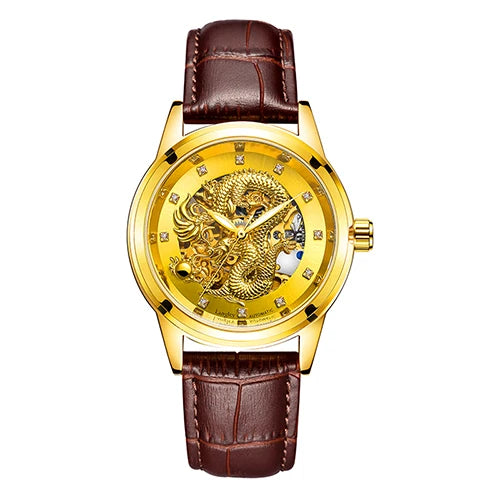 Carve Eagle Dial Men's Automatic Mechanical Watches Luxury Brand Full Stainless Steel Skeleton Watch Male Business Wristwatch