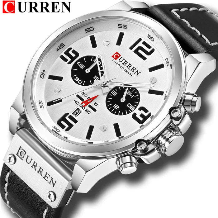 CURREN Fashion Casual Date Quartz Watches For Men Fashion Leather Sports Men's Wrsitwatch Chronograph Male Watch